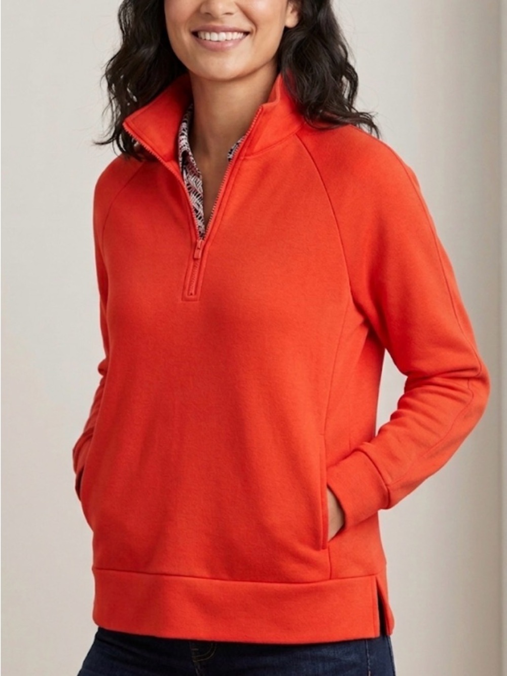 CALIA by Carrie Underwood Vibrant Red Quarter-Zip Pullover Size Medium